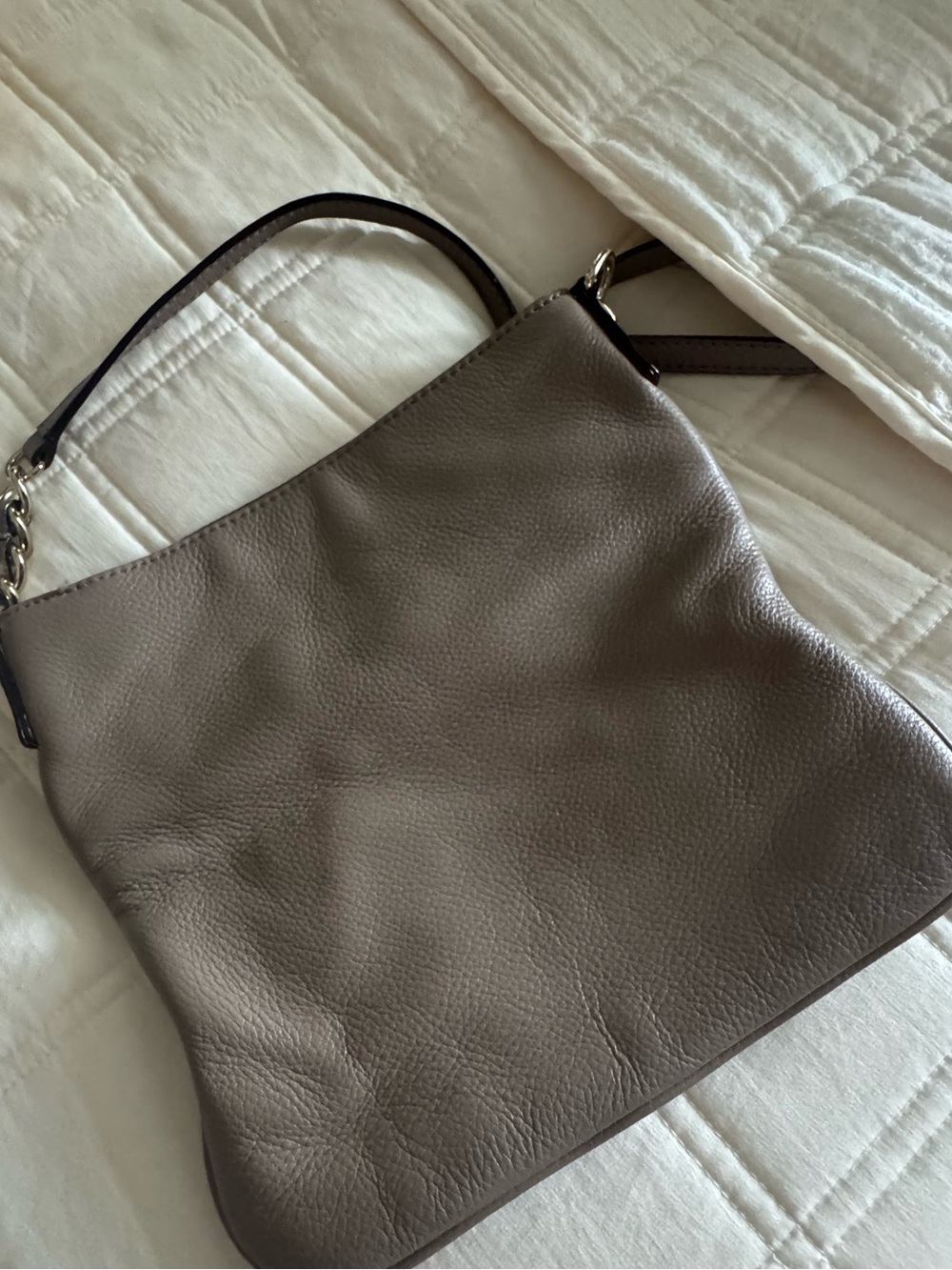 Kate Spade Taupe Leather Shoulder Bag - Classic Minimalist Design